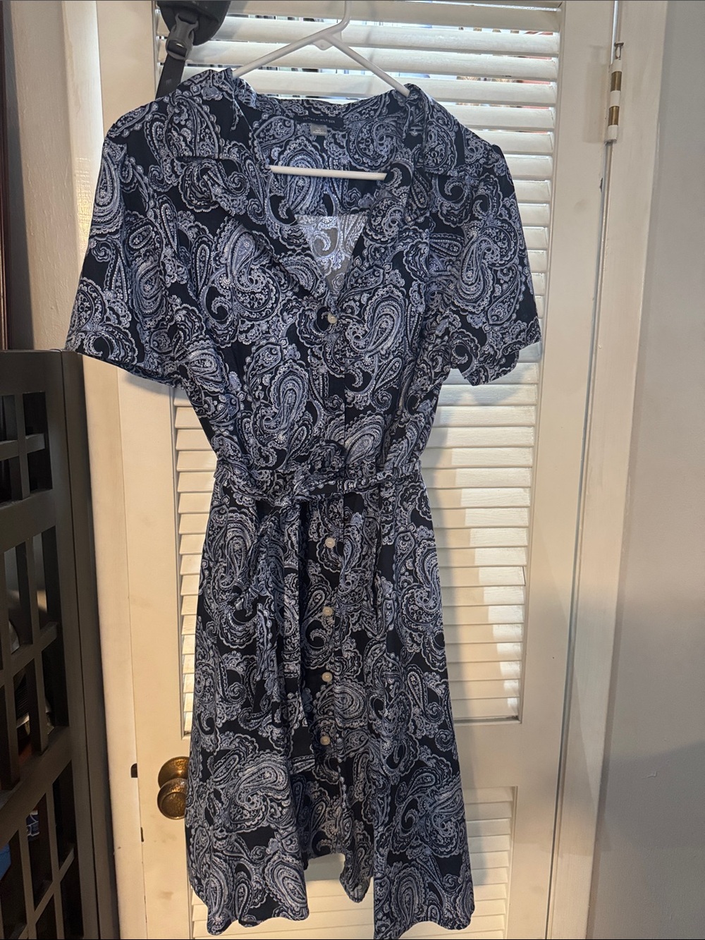 Tommy Hilfiger Navy and White Paisley Button-Front Dress